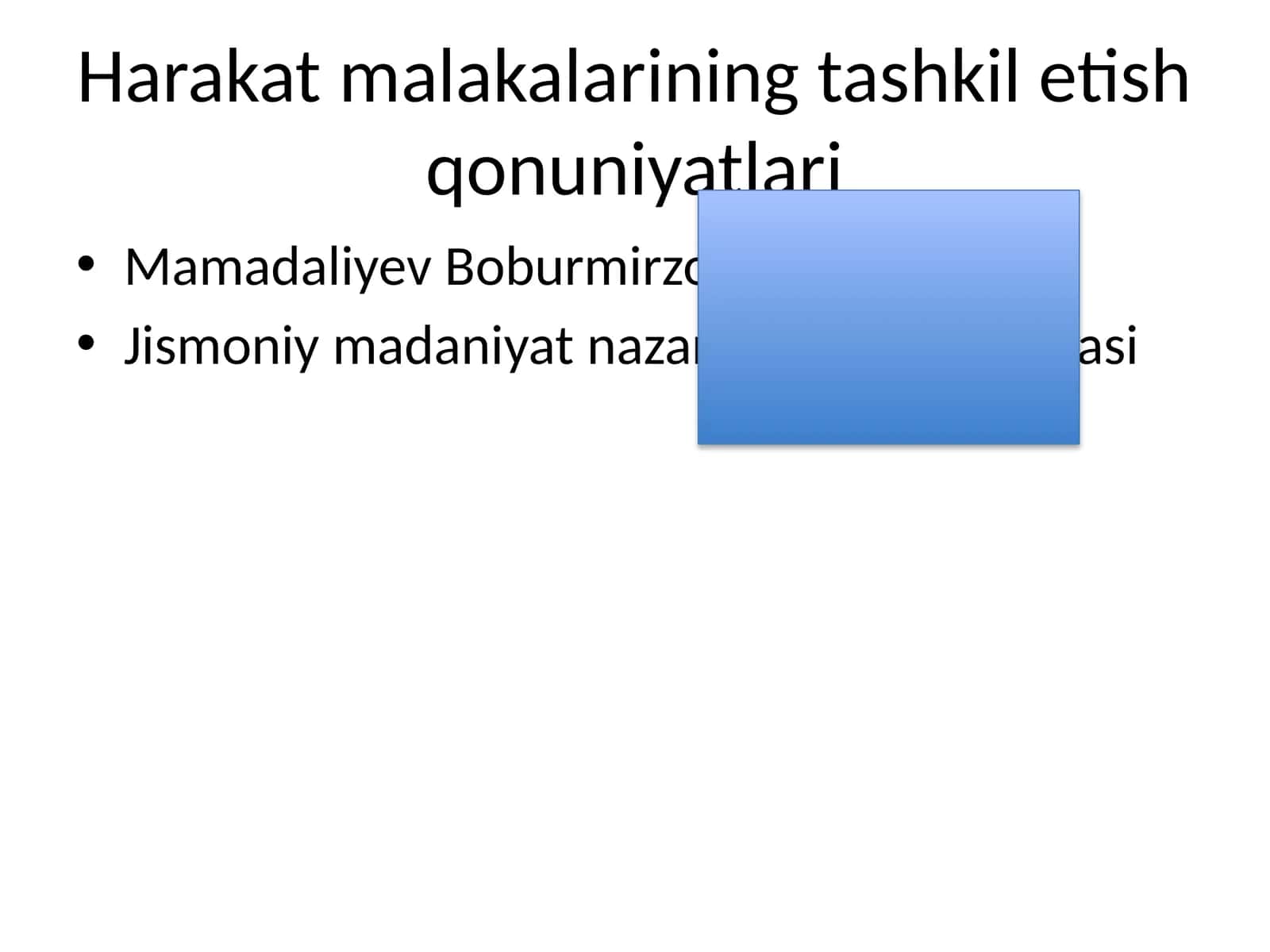 Harakat malakalarining tashkil etish qonuniyatlari 1