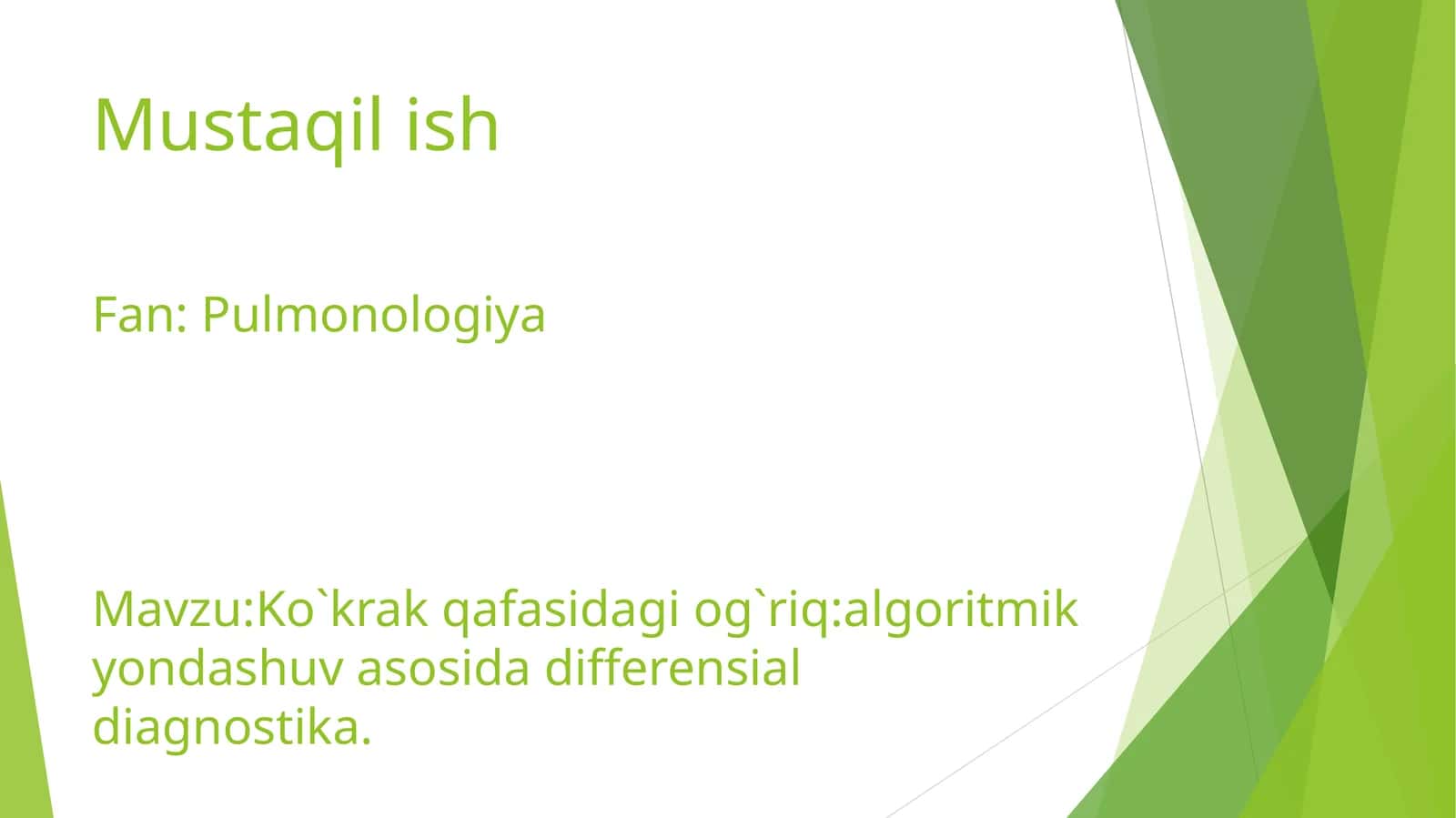 Pulmonologiya - Ko`krak qafasidagi og`riq 1
