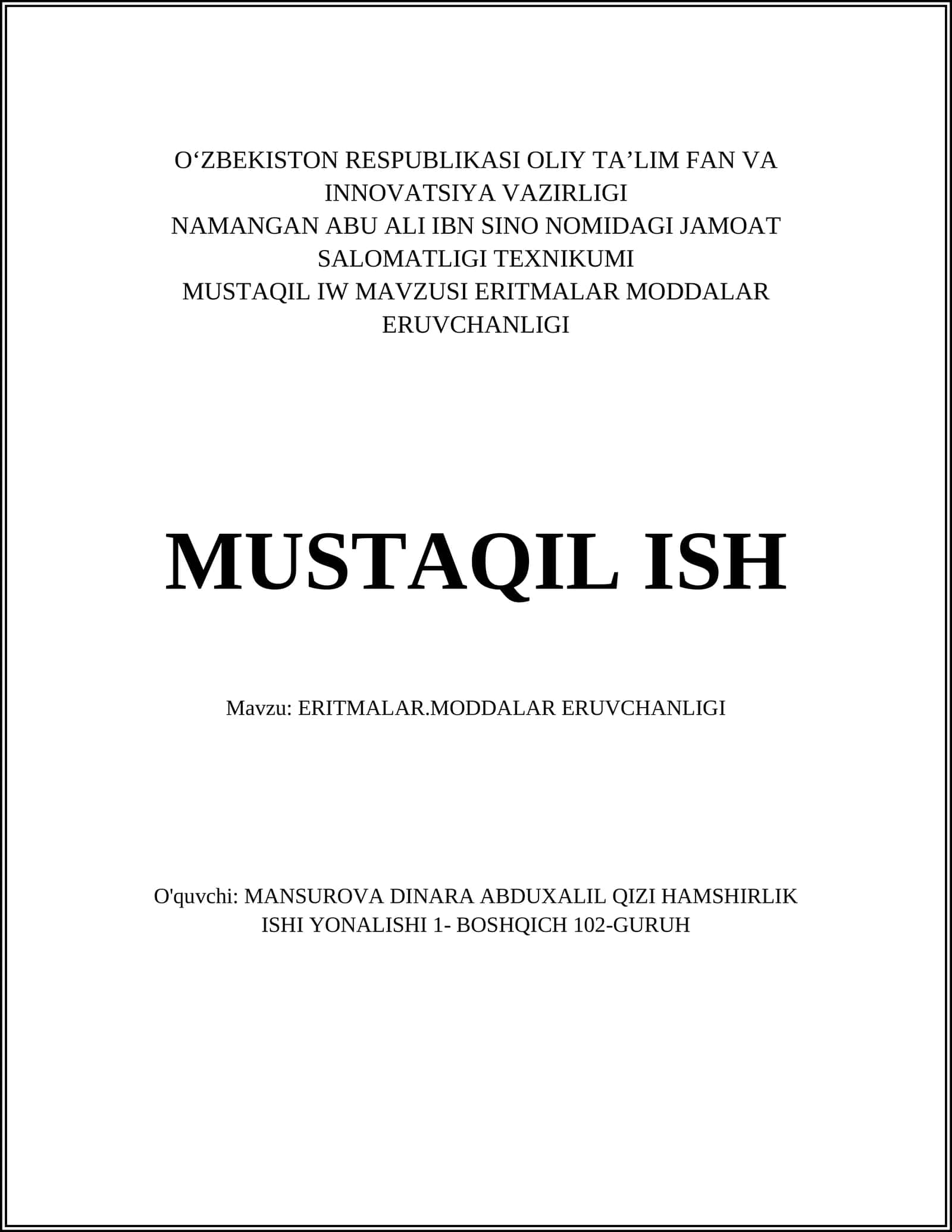 ERITMALAR.MODDALAR ERUVCHANLIGI 1