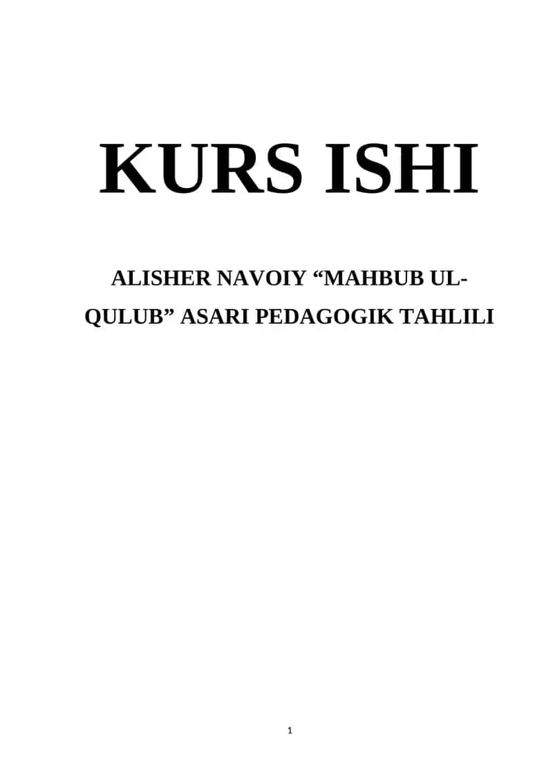 MAHBUB UL-QULUB” ASARI PEDAGOGIK TAHLILI 1