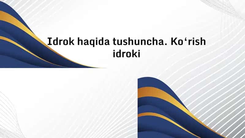 Idrokhaqidatushuncha.Ko‘rishidroki 1