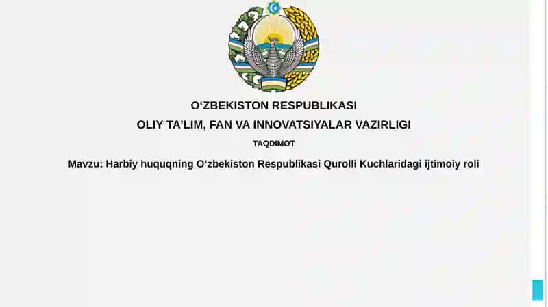 Harbiy Huquqning O‘zbekiston Respublikasi Qurolli Kuchlaridagi Ijtimoiy roli