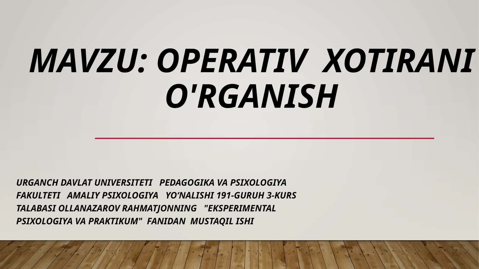 OperativXotiraniO'Rganish 1