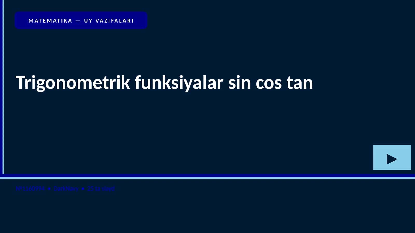 MATEMATIKA — UY VAZIFALARI 1