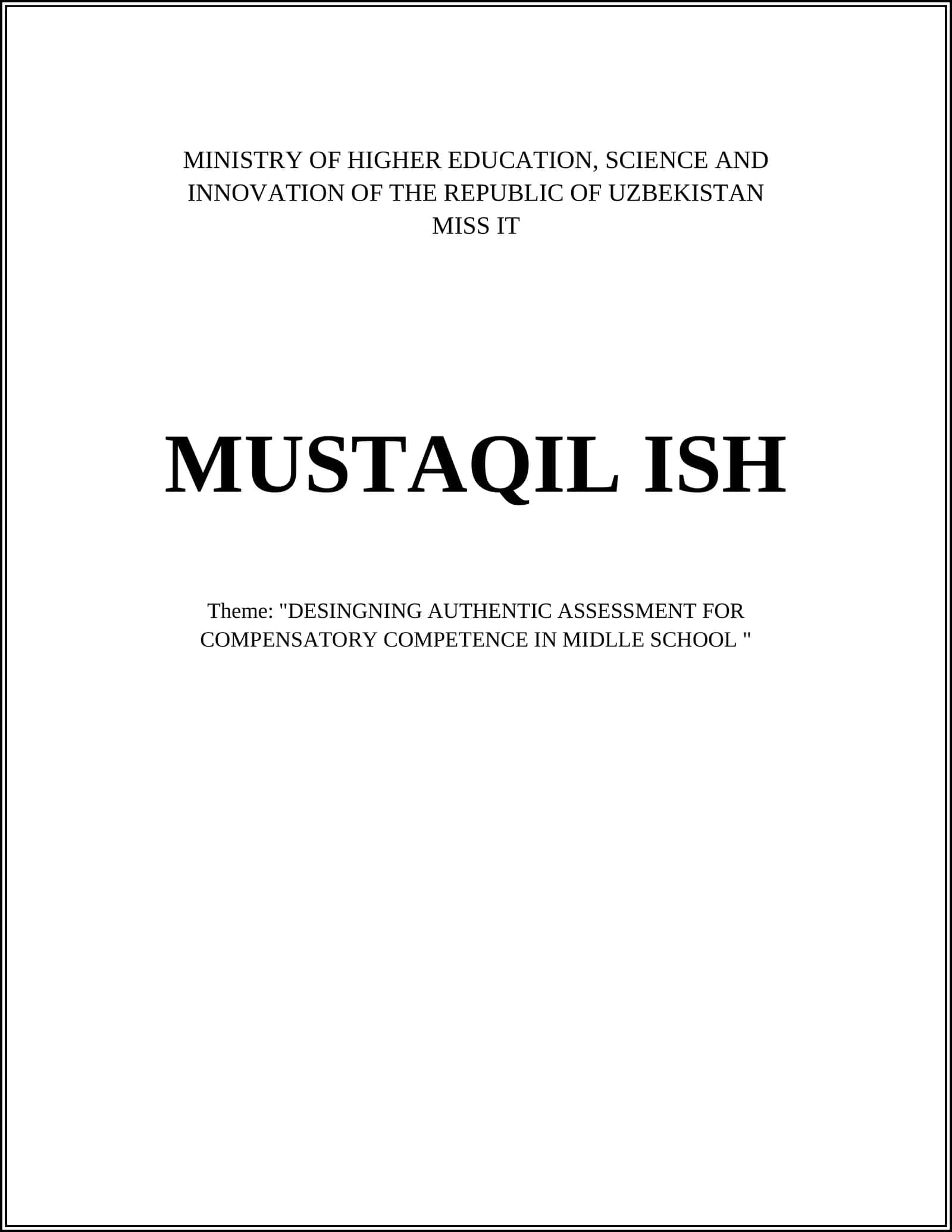 "DESINGNING AUTHENTIC ASSESSMENT FOR COMPENSATORY COMPETENCE IN MIDLLE SCHOOL " 1