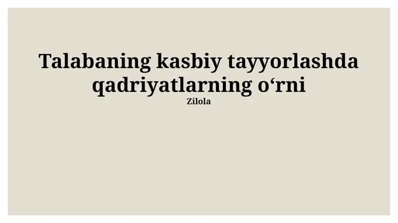 Qadriyatlar va professional ta'lim 1