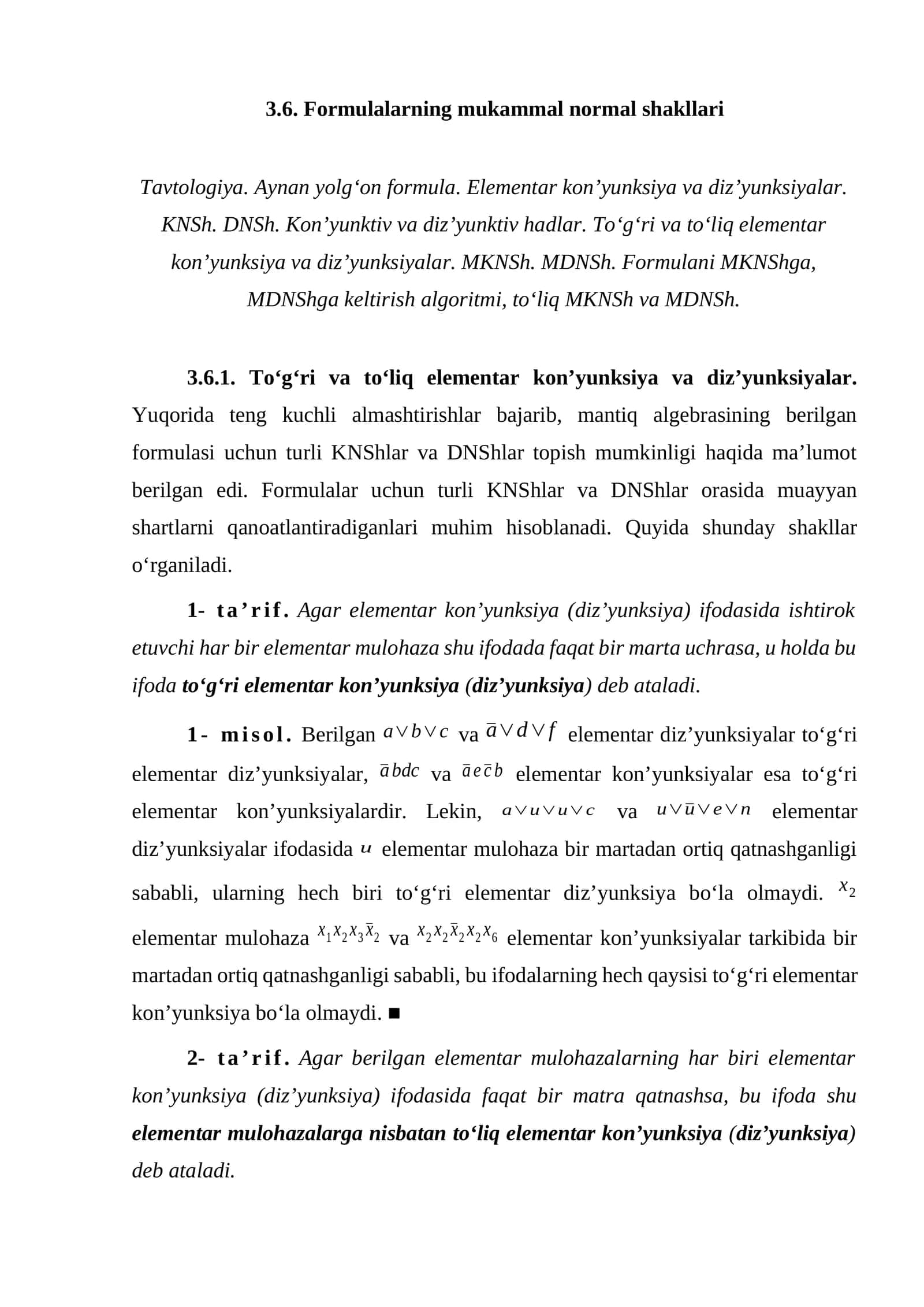 Formulalarning mukammal normal shakllari 1