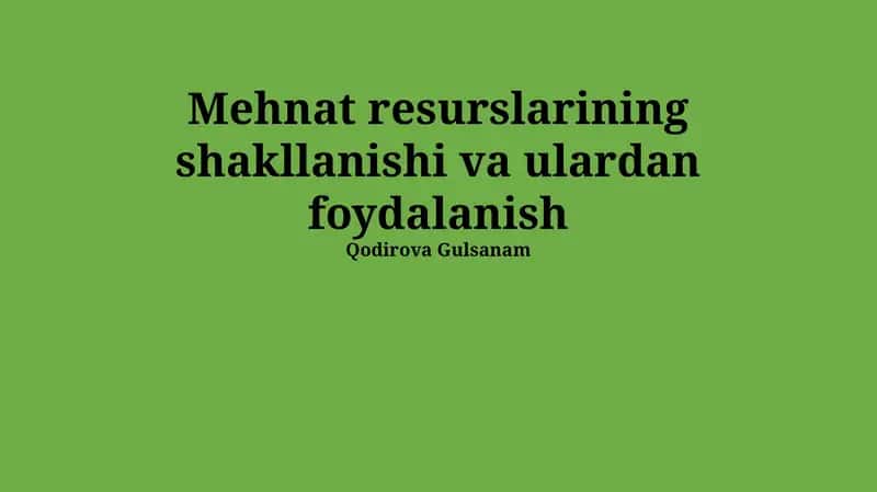 Mehnat unumdorligini oshirish yo'llari 1