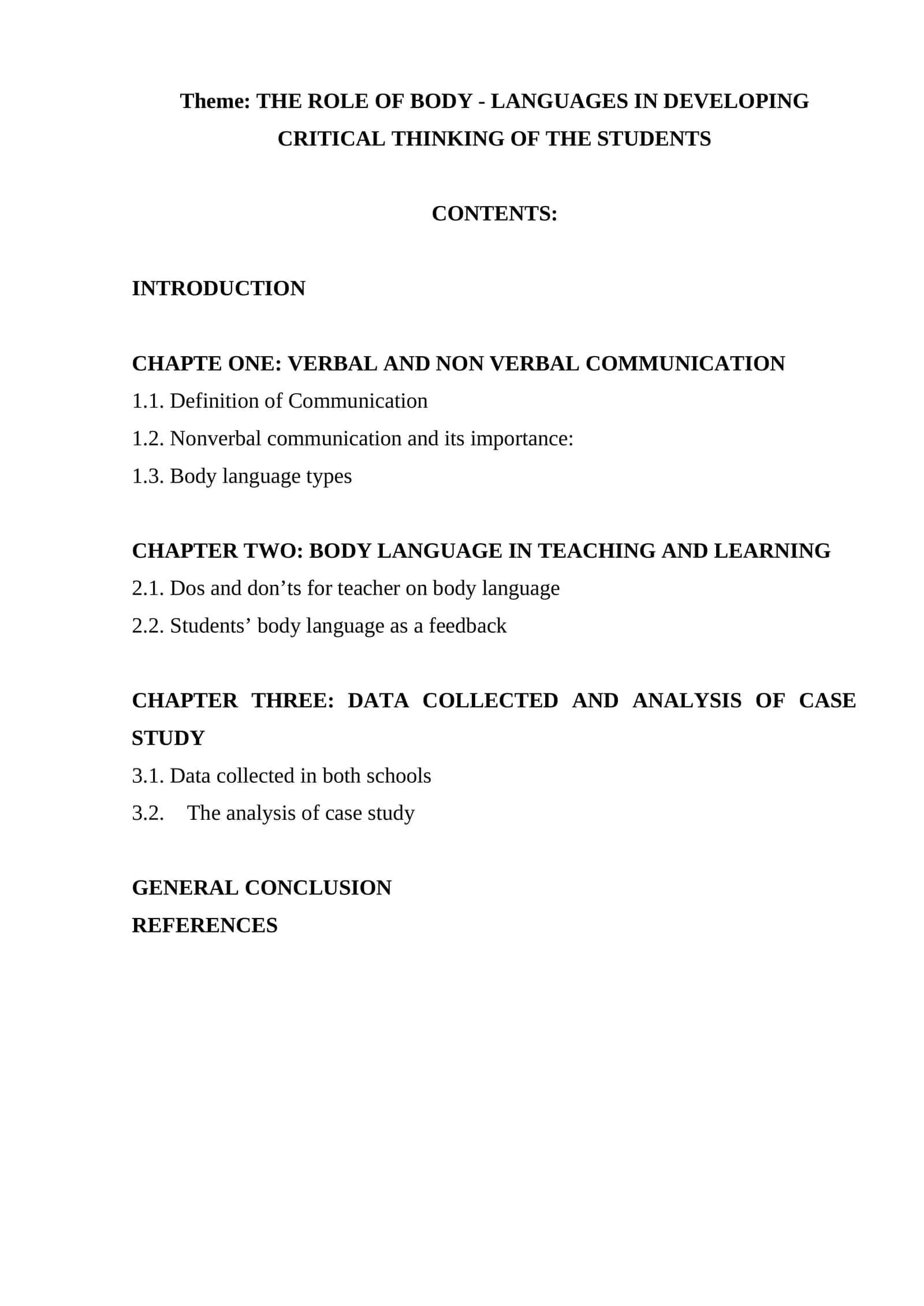 Body Language in Developing Critical Thinking 1