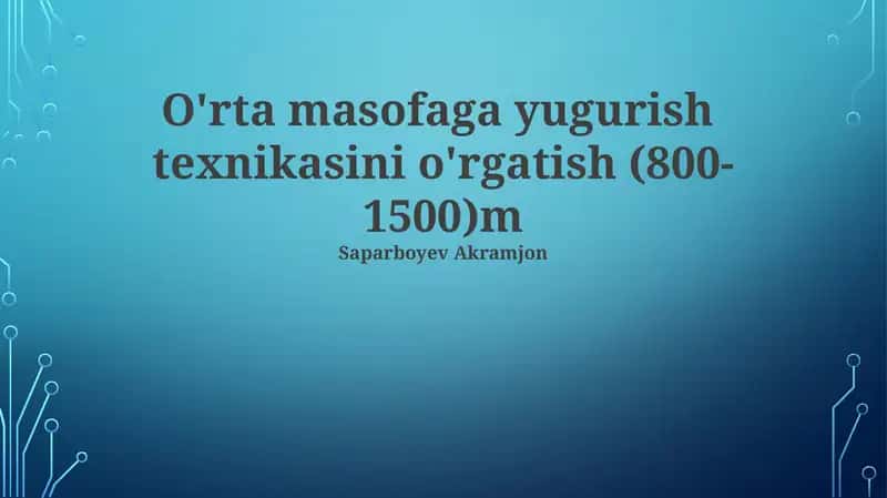 O'rta masofaga yugurish texnikasini o'rgatish 1