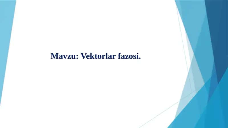 Vektorlar fazosi 1