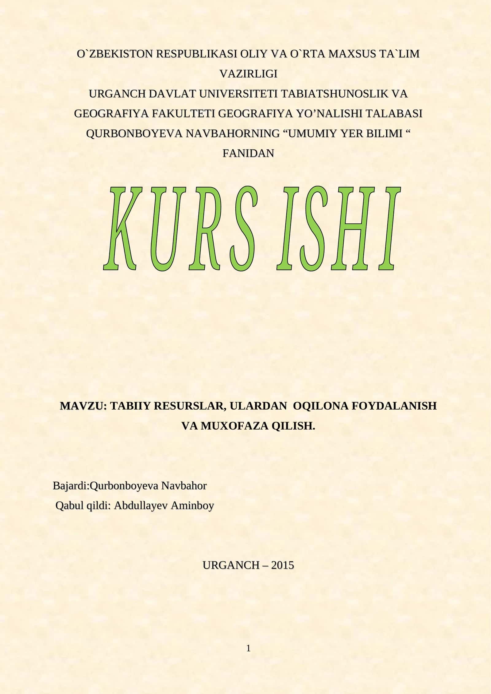 Umumiy yer bilimi 1