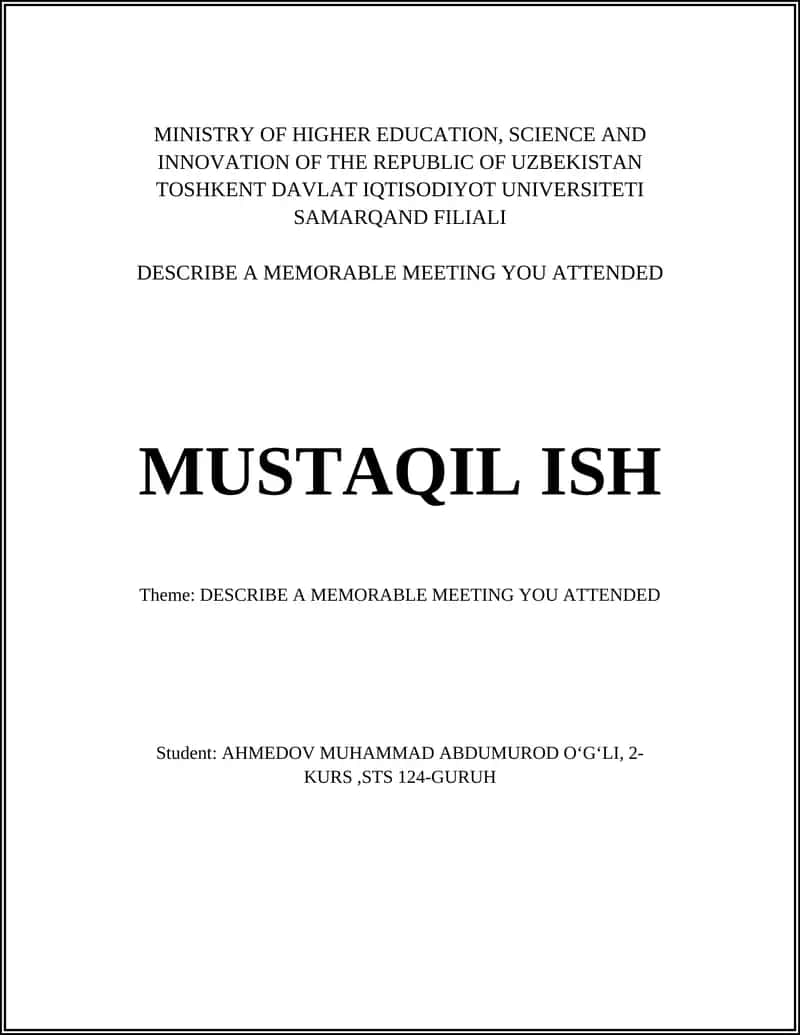 Memorable Meeting Description 1