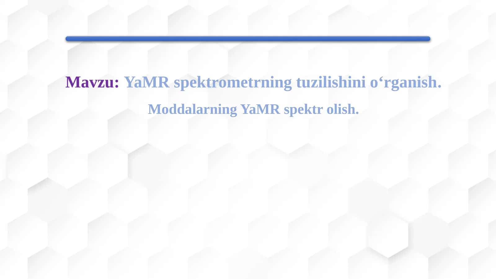 YaMRspektrometrning tuzilishi va moddalarining YaMR spektrolishi 1