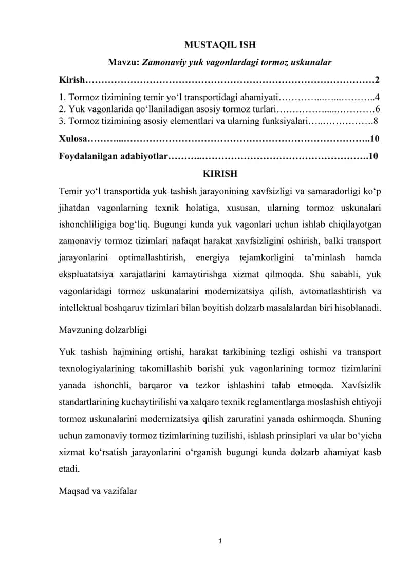 Zamonaviy yuk vagonlardagi tormoz uskunalar 1