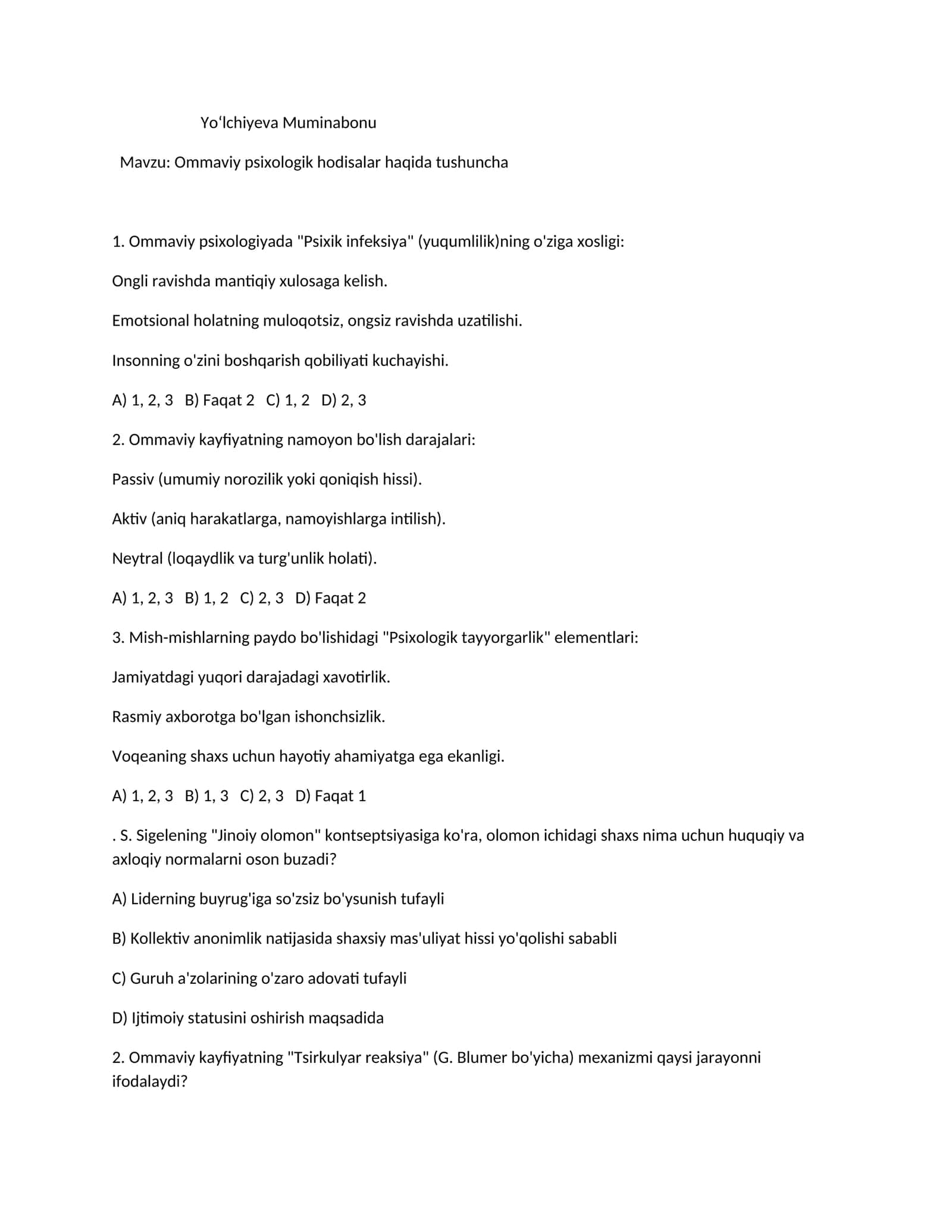 Ommaviy psixologik hodisalar haqida tushuncha 1