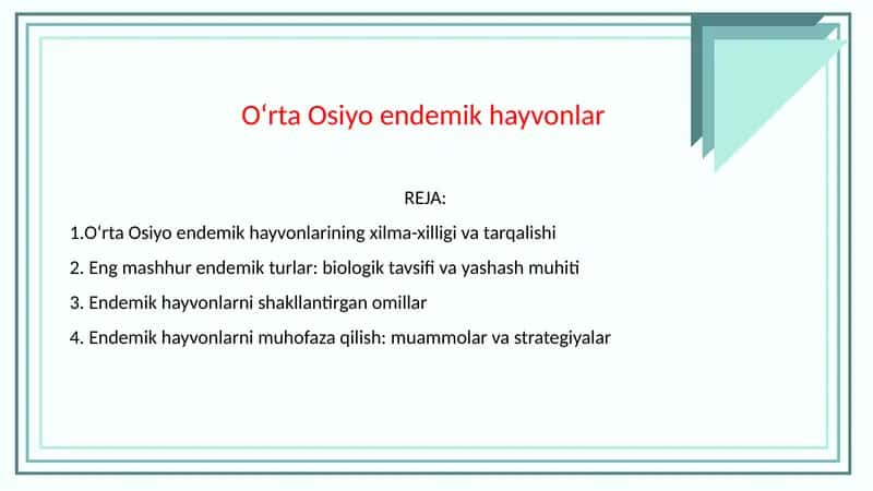 O‘rta Osiyo endemik hayvonlari 1