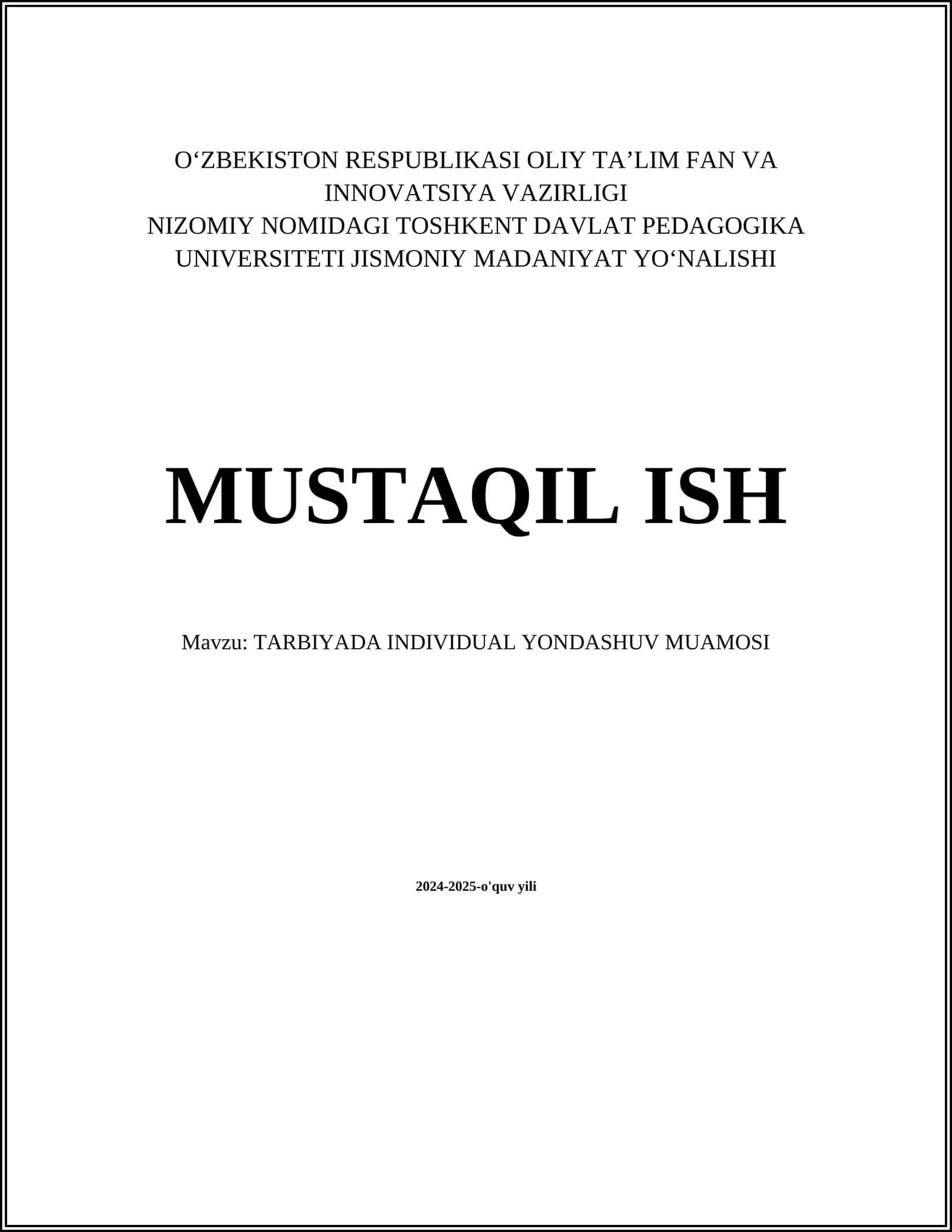 TARBIYADA INDIVIDUAL YONDASHUV MUAMOSI 1