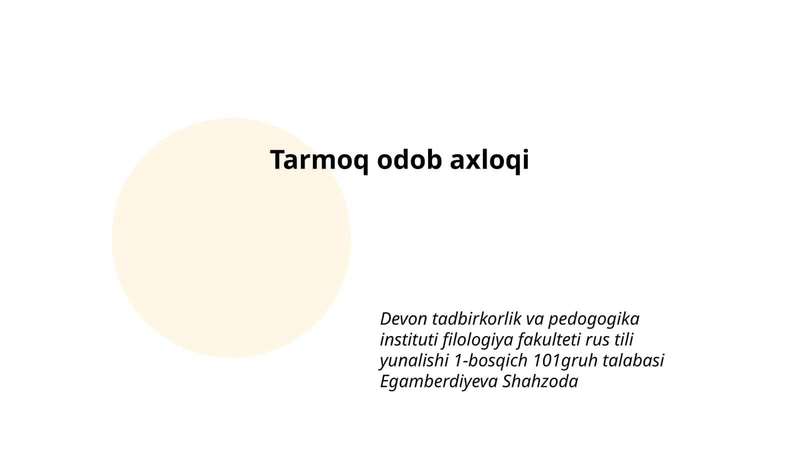 Tarmoq odob axloqi 1