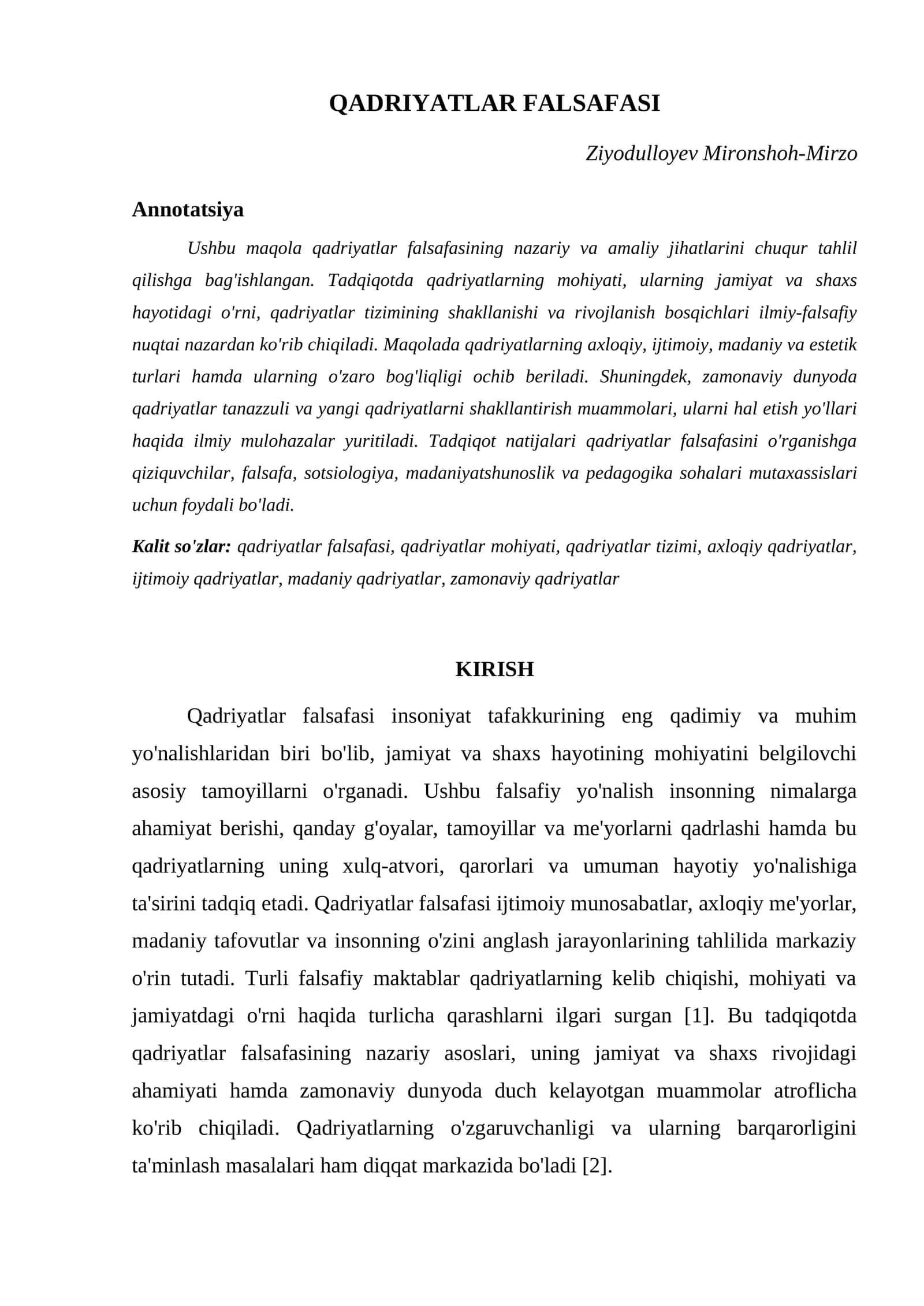 QADRIYATLAR FALSAFASI 1