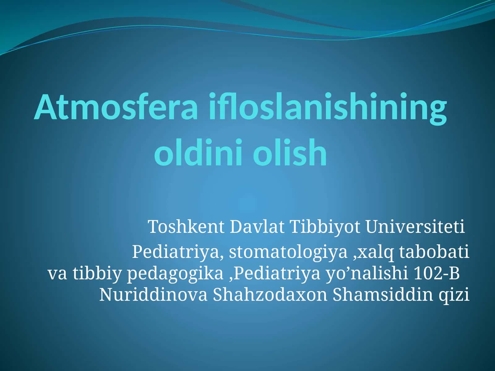 Atmosfera ifloslanishining oldini olish 1