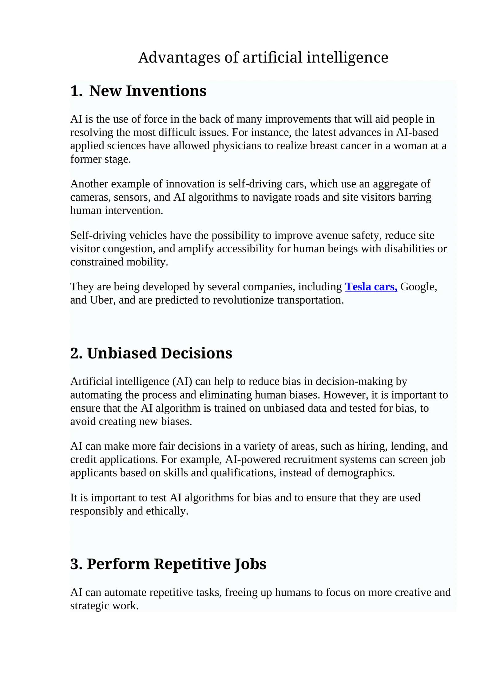 Advantages of artificial intelligence 1