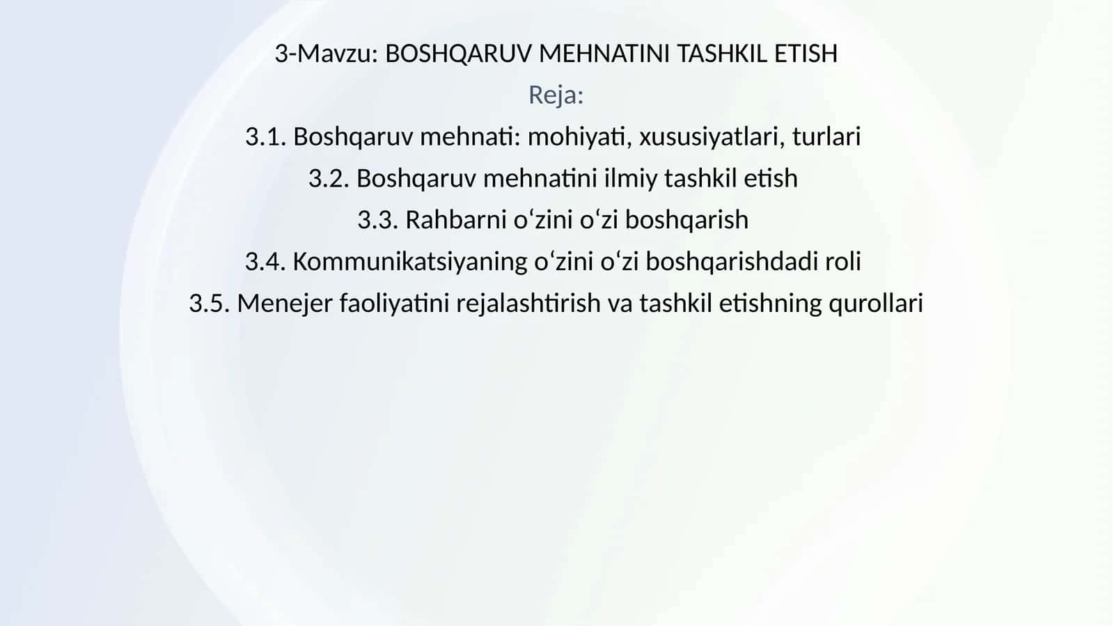 BOSHQARUV MEHNATINI TASHKIL ETISH 1