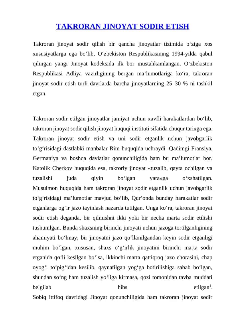 ТAKRORAN JINOYAT SODIR ETISH 1