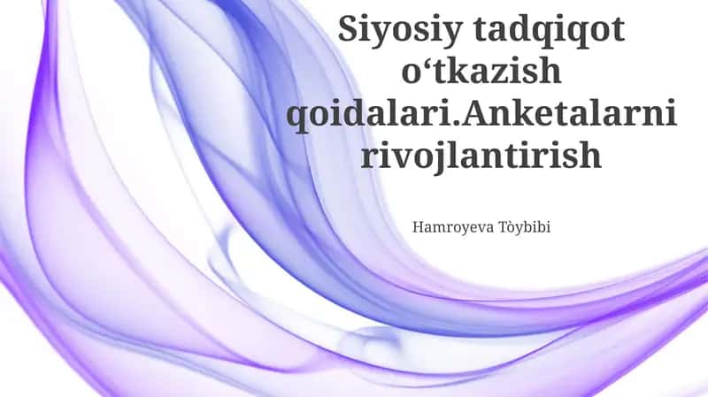 Savolnomalarni ishlab chiqish 1