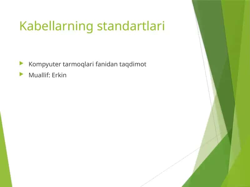 Kabellarning standartlari 1