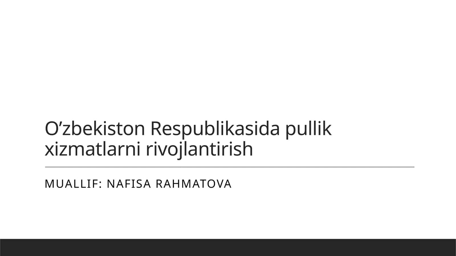 O'zbekistonda pullik xizmatlar rivojlanishi 1