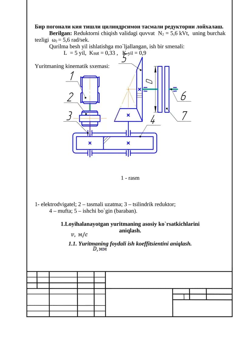 Yuritmani asosiy ko'rsatkichlarini aniqlash 1