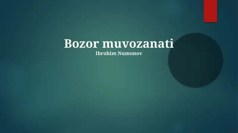Bozor muvozanati 1