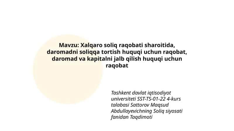 Soliq siyosati fanidan Taqdimoti 1
