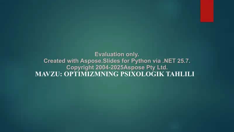 Optimizmning psixologik tahlili 1