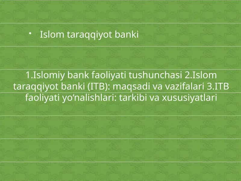 Islom taraqqiyot banki 1