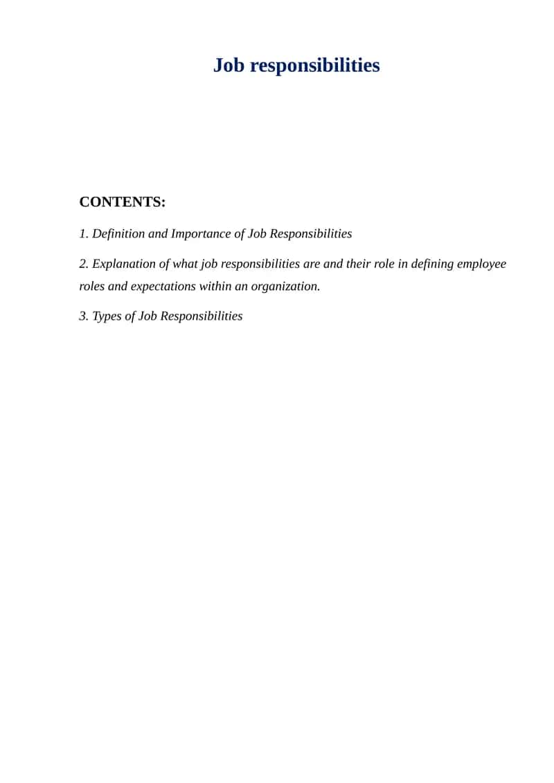 Job responsibilities 1