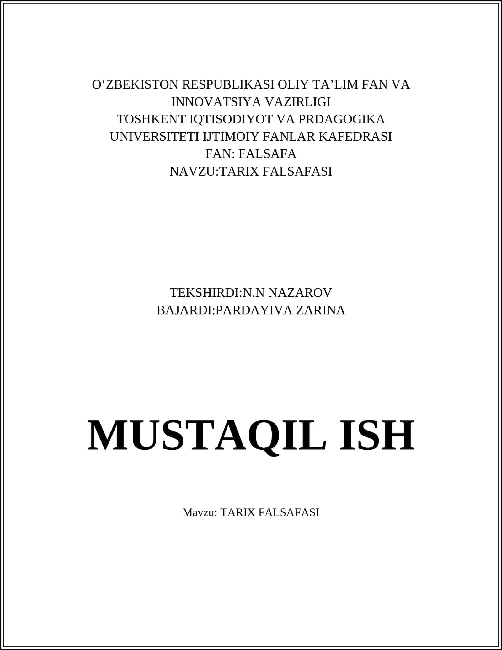 TARIX FALSAFASI 1
