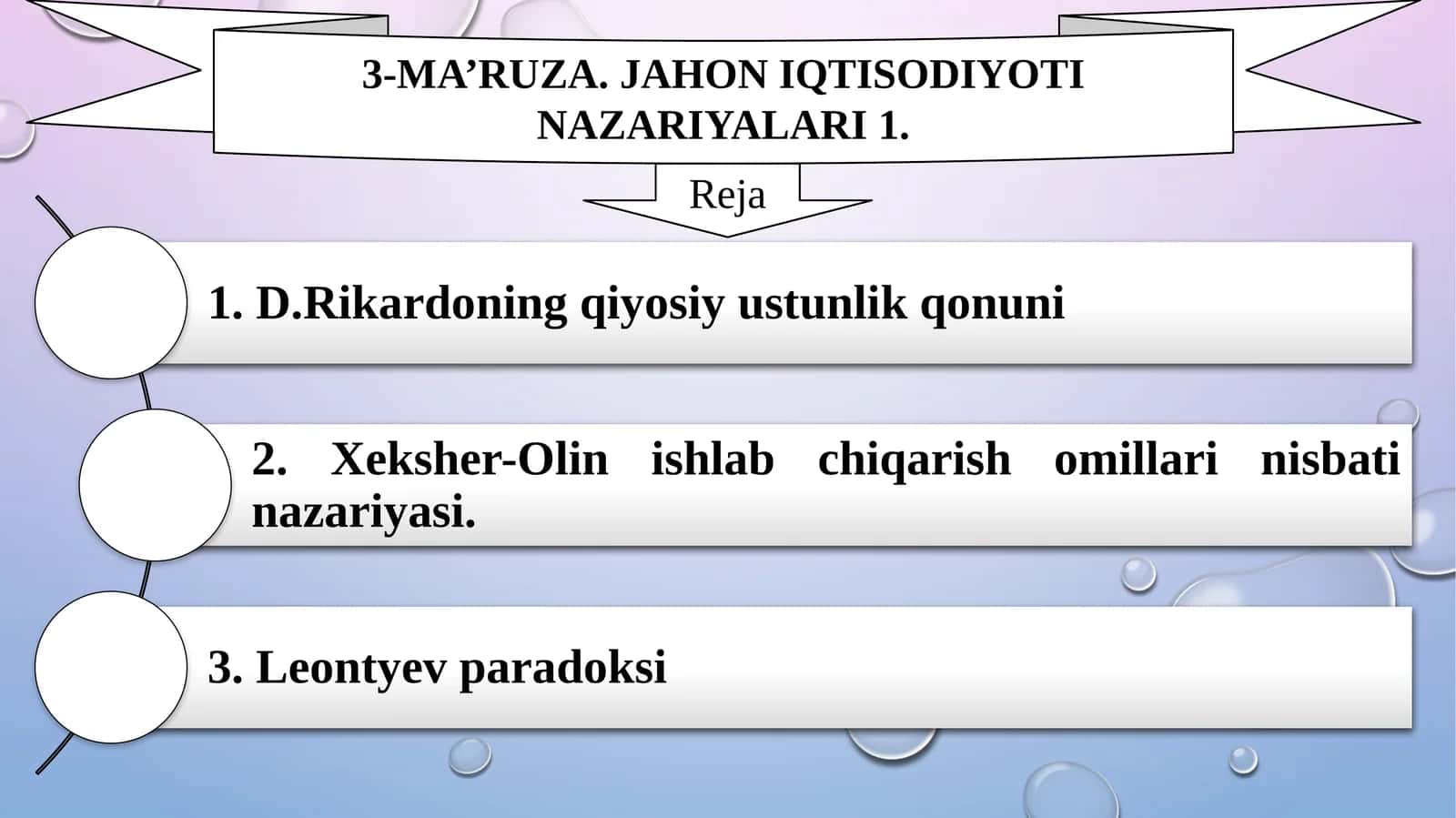 Jahon iqtisodiyoti nazariyalari 1