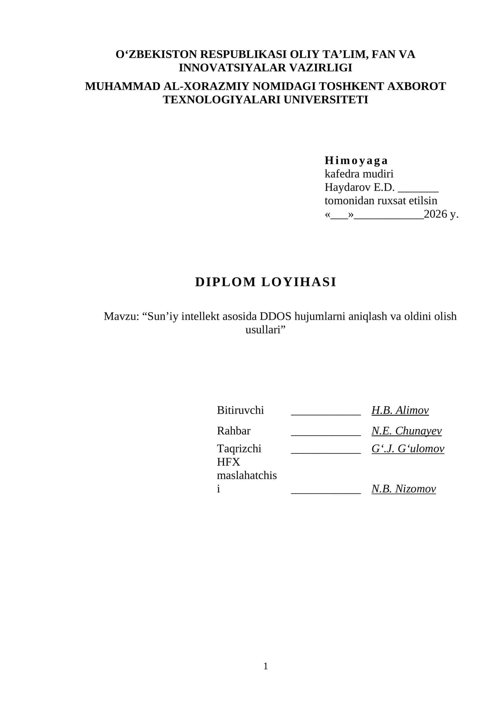 Sun’iy intellekt asosida DDOS hujumlarni aniqlash va oldini olish usullari 1