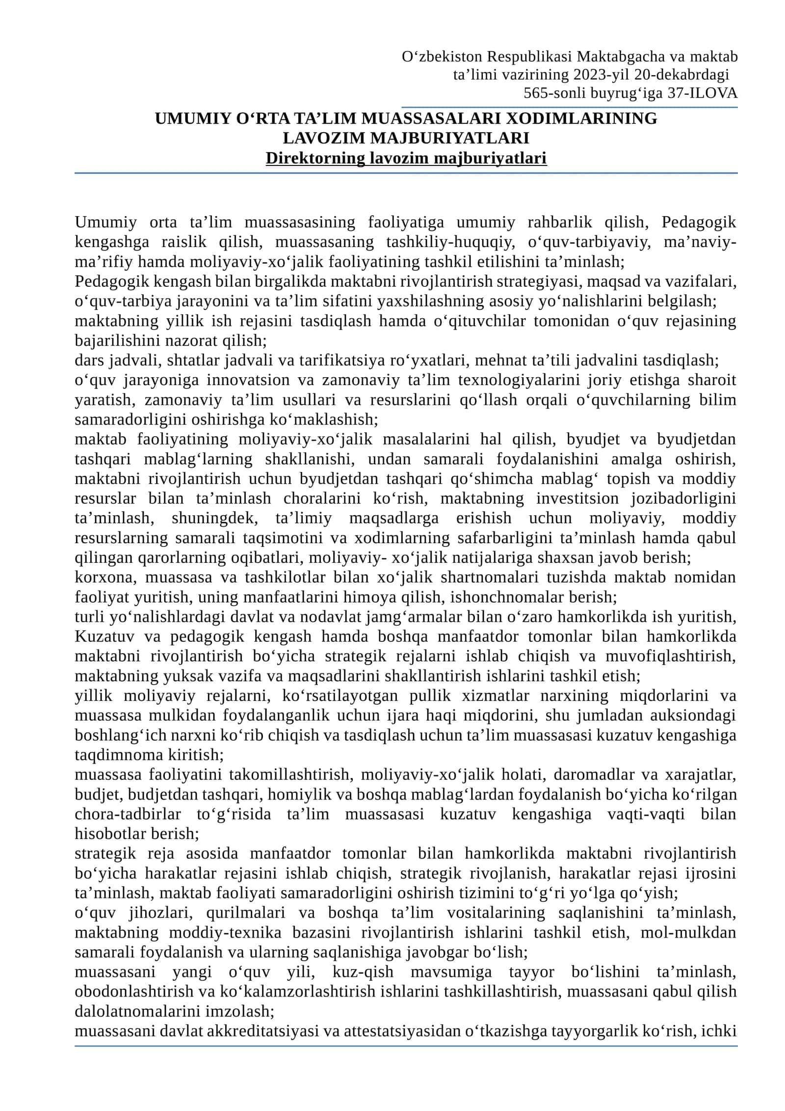 Direktor majburiyatlari 1