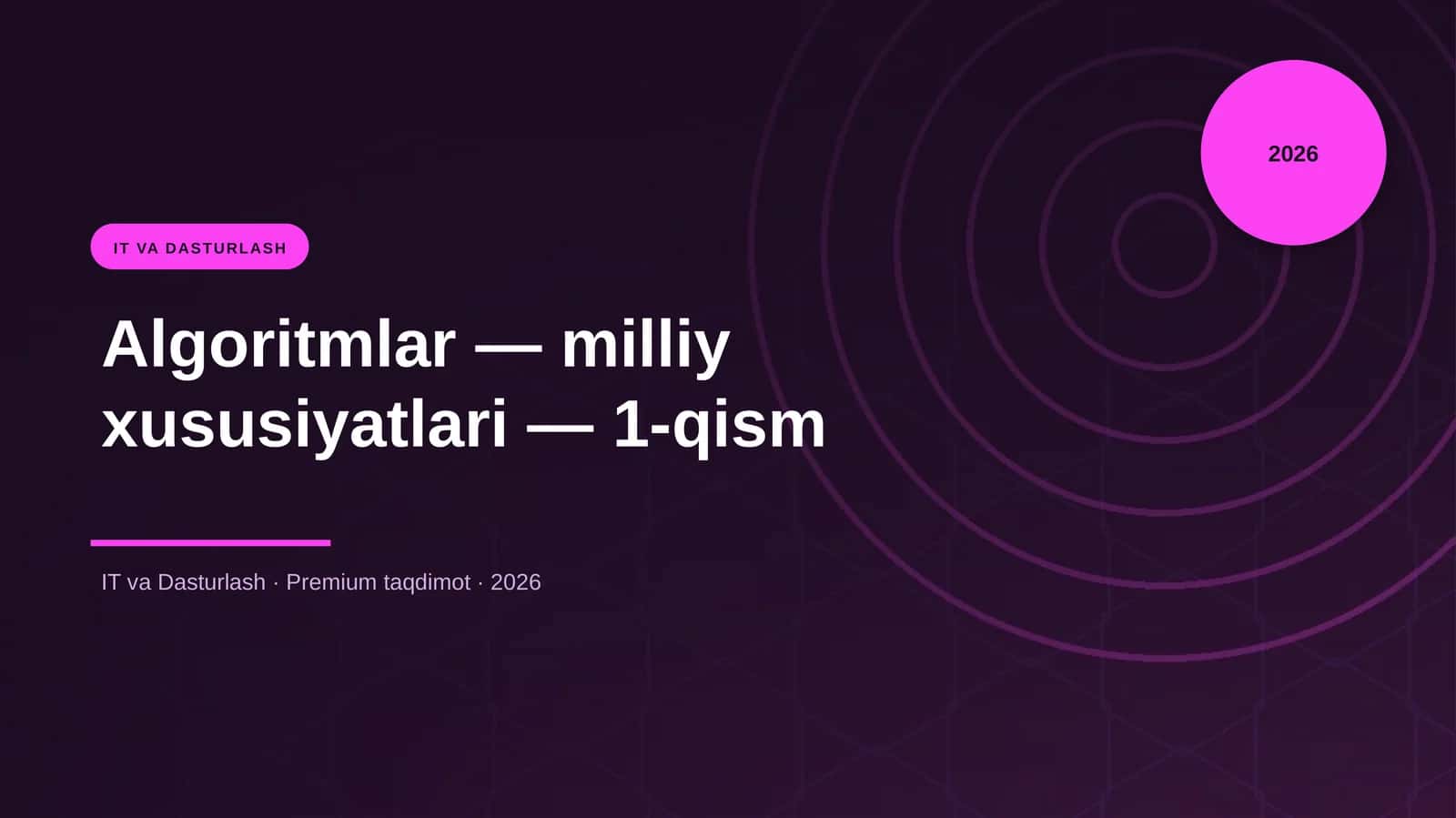 Algoritmlar — milliy xususiyatlari — 1-qism 1