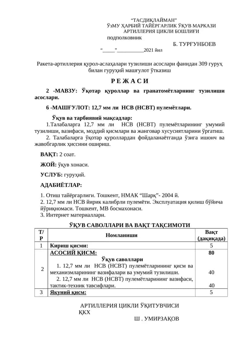 12,7 мм ли НСВ (НСВТ) пулемётлари 1