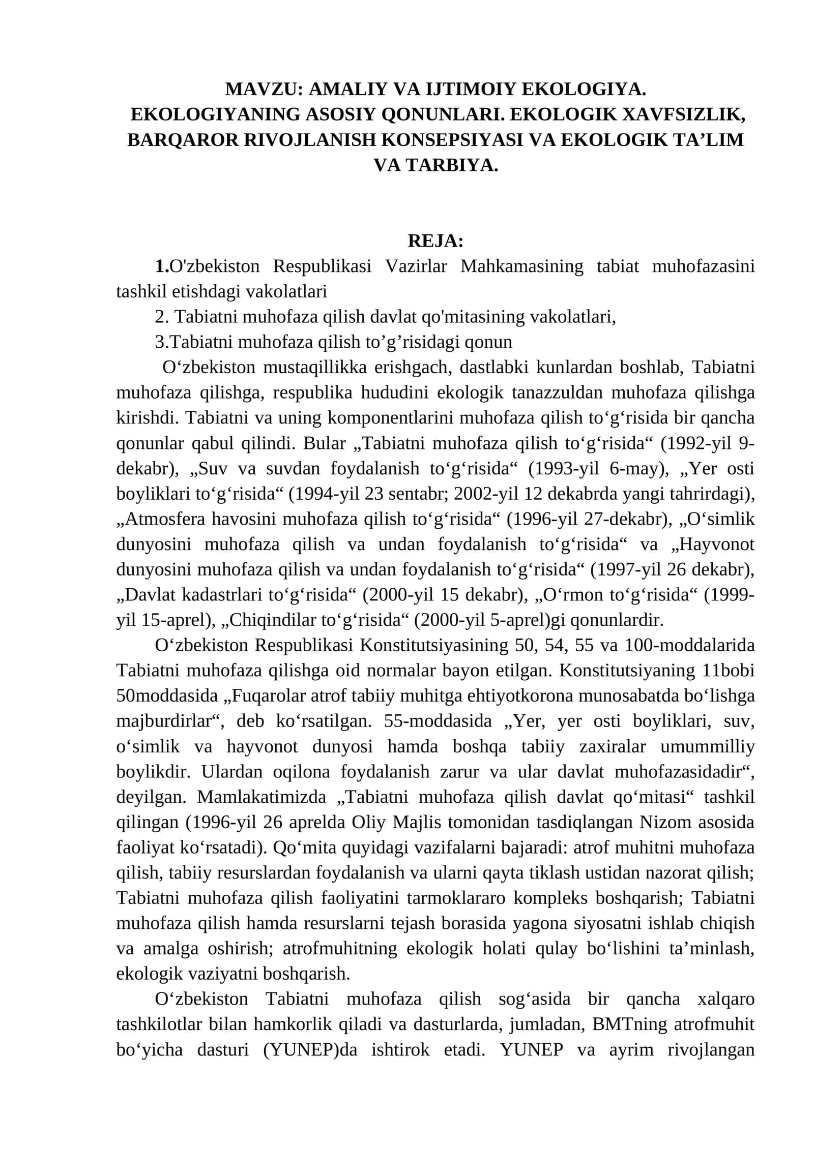 AMALIY VA IJTIMOIY EKOLOGIYA 1