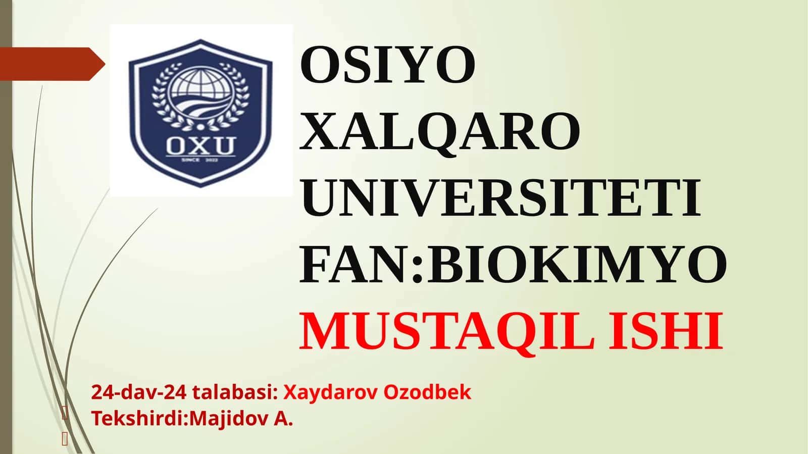 BIOKIMYO MUSTAQIL ISHI 1
