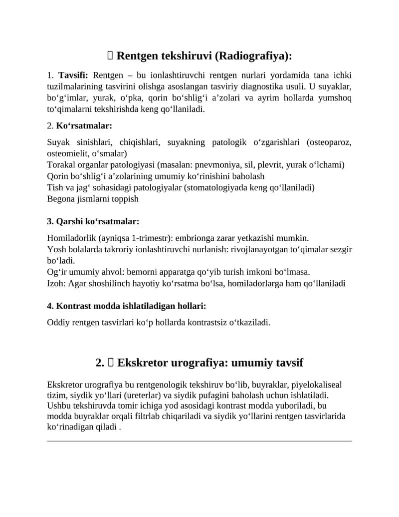 Rentgen tekshiruvi (Radiografiya) 1