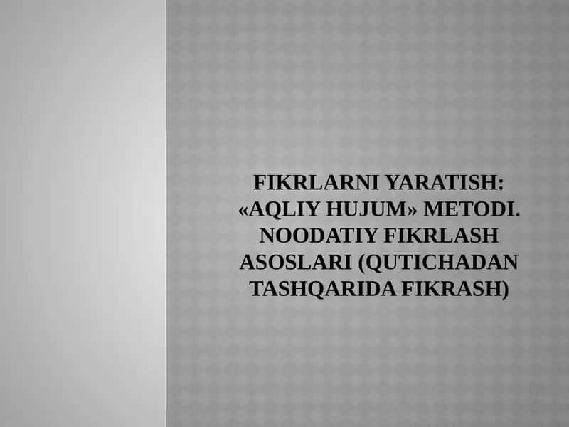 Aqliy hujum metodi 1