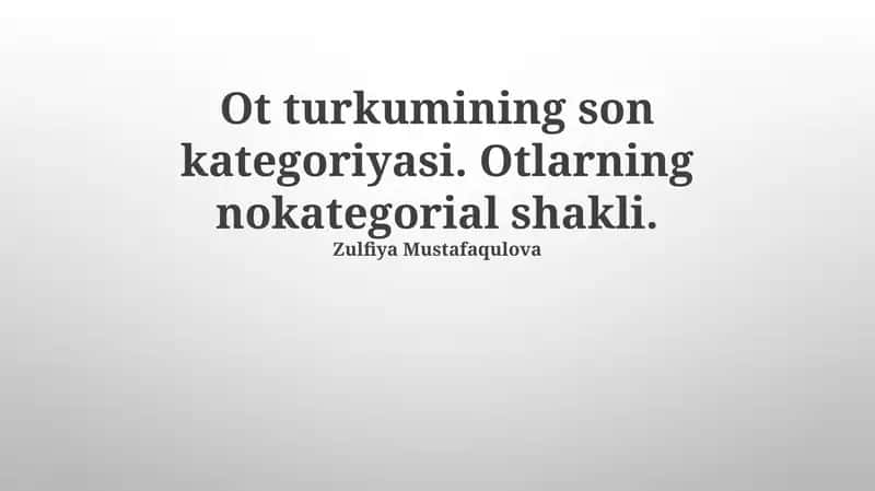 Ot Turkumining Son Kategoriyasi 1