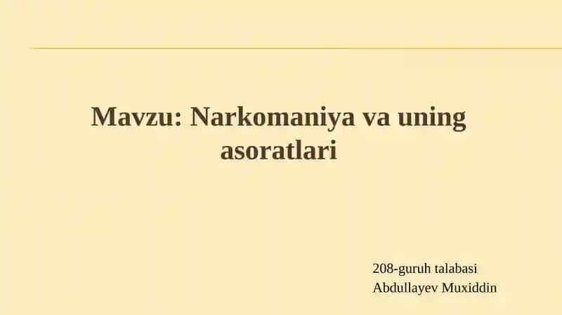 Narkomaniyavauningasoratlari