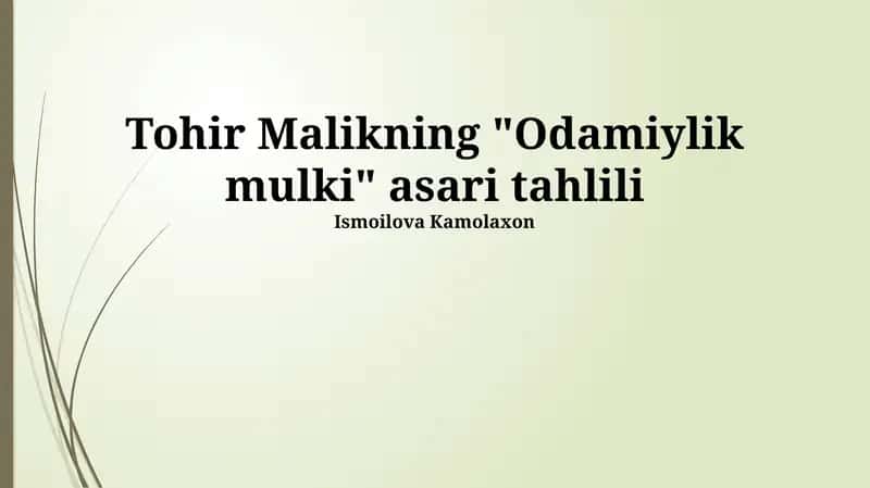 Odamiylik mulki 1